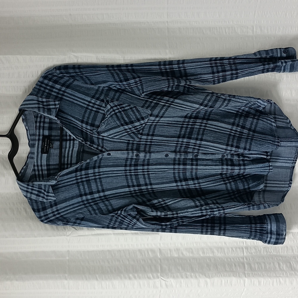 COPY - Lucky Brand Cotton Gauze Blue Plaid Shirt XL